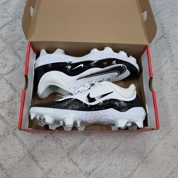 Nike Alpha Huarache Elite 4 Low MCS Baseball Cleats 11.5 White Black FD6255-101 main image 8